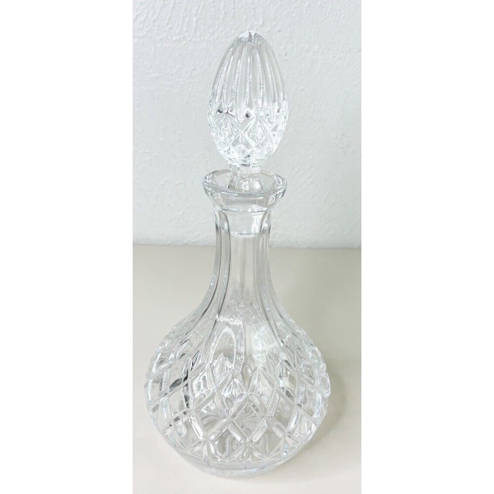 Heavy Clear Faceted 12" Crystal Decanter W/stopper-No Chips/Flaws Unmarked EUC